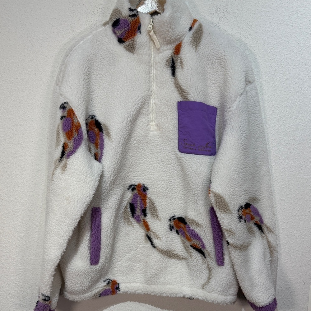 Taylor Swift Koi Fish Quarter Zip Fleece Sherpa Pullover Size Large - Picture 2 of 11